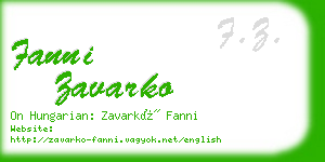 fanni zavarko business card